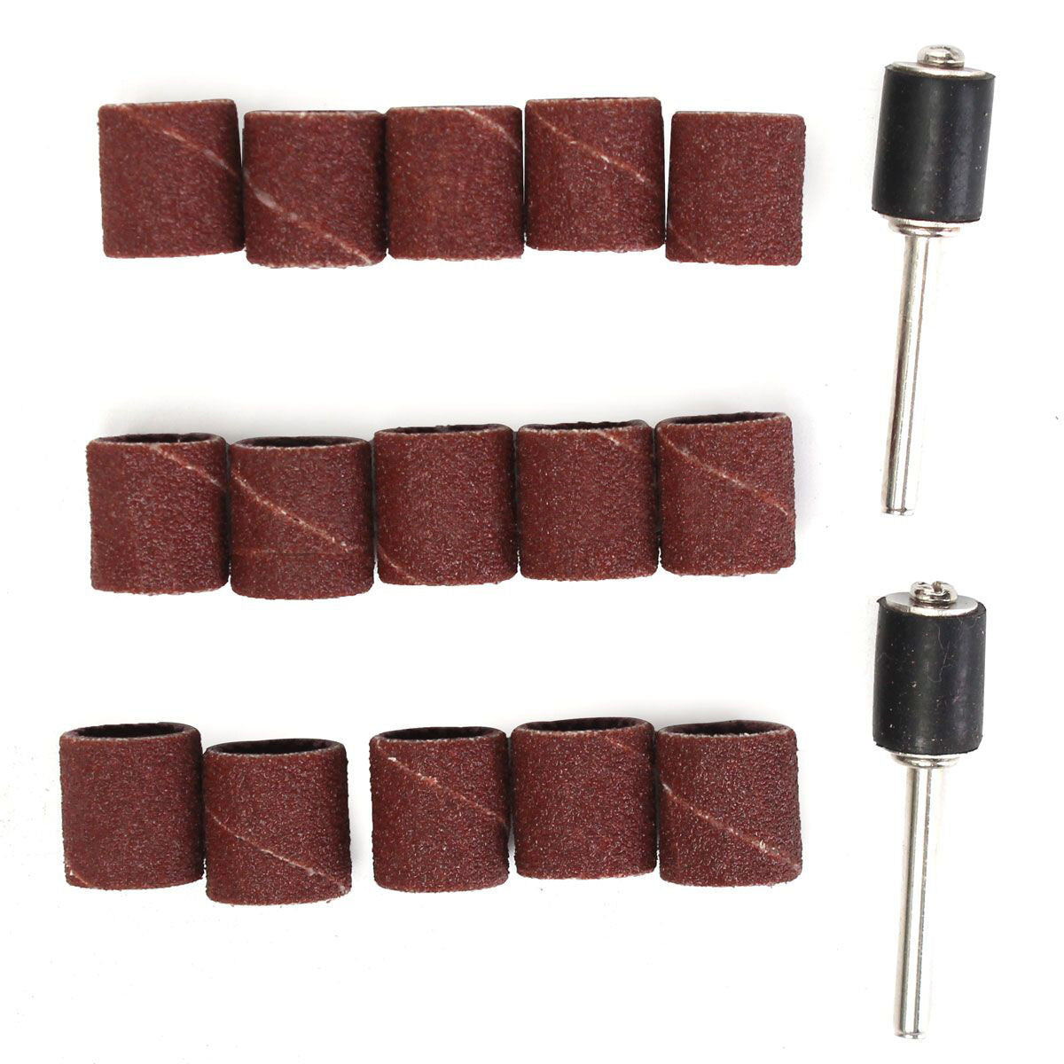 100PCS 1/4" 80 Grit Sanding Drum Sleeves Sander with 2 Mandrels for Tool