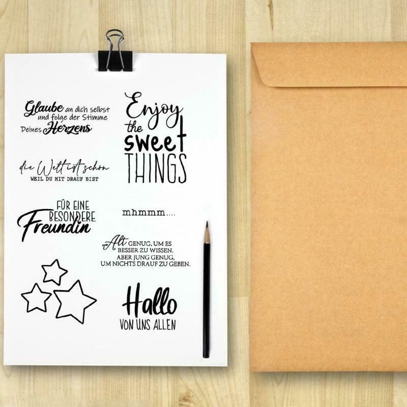 German Wishes Blessing Lettering Clear Stamps for Card Making Decoration and DIY