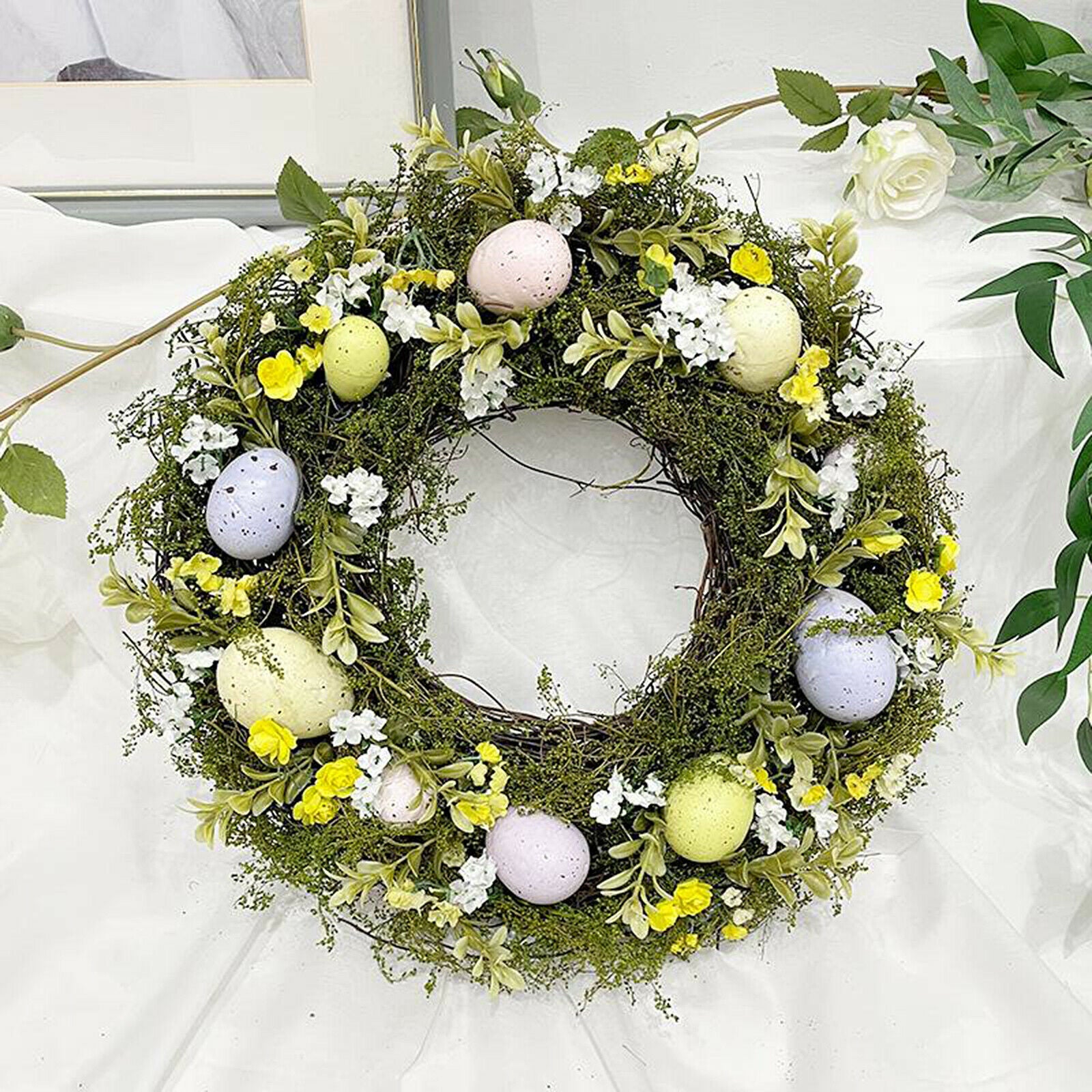 Easter Egg Wreath 35cm Artificial Plants Garland Wall Wedding Decor Sign