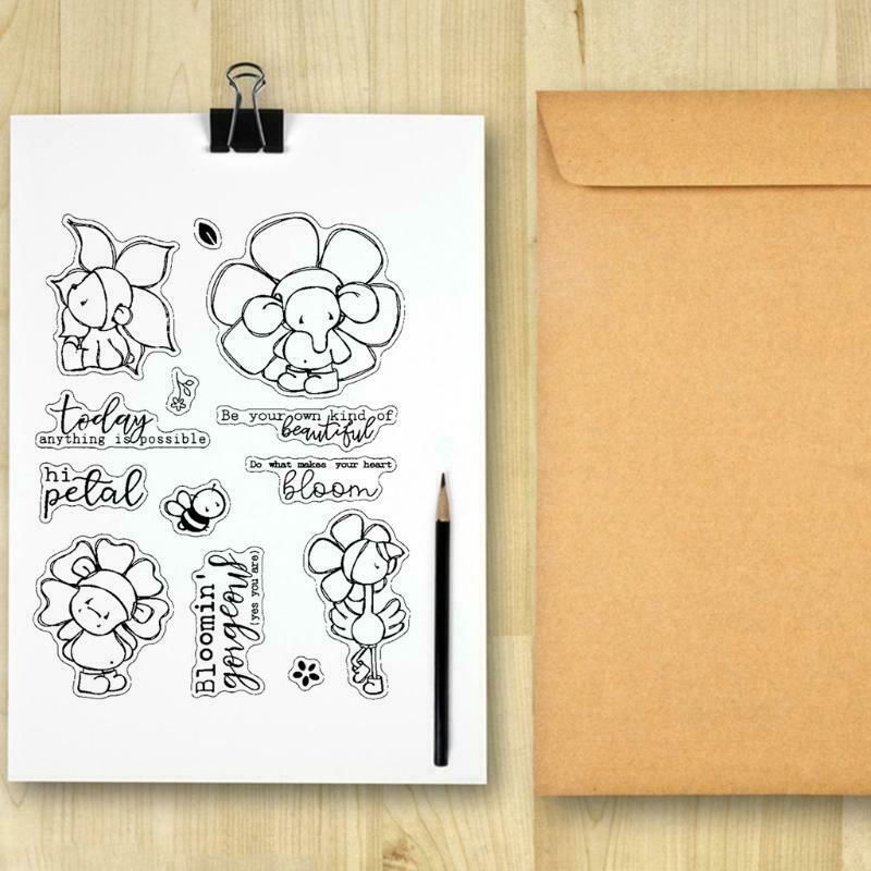 Baby Elephant Transparent Silicone Seal Stencil DIY Crafts Printing Mould