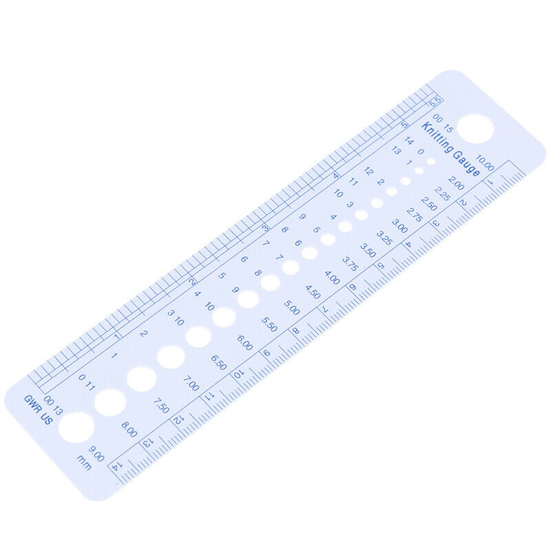 2-10mm Sew Ruler Tools Knitting Needle Gauge Inch cm Ruler Measure Sewing.l8