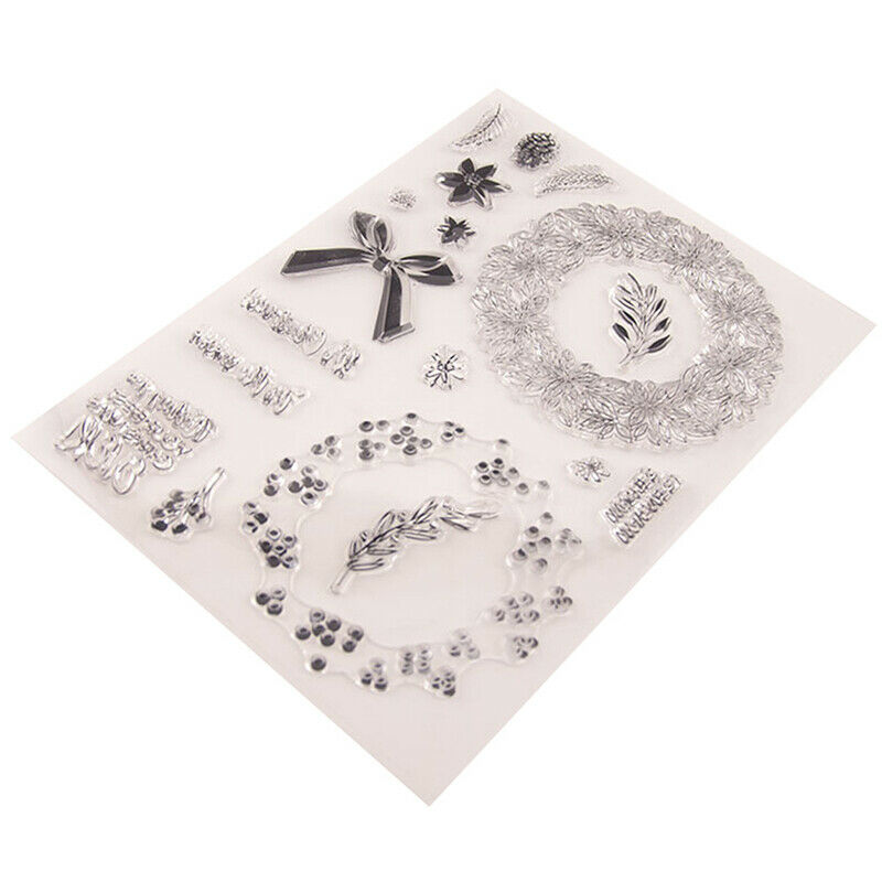 Christmas wreath bowknot Silicone Stamp DIY Scrapbooking Photo Album Deco.l8