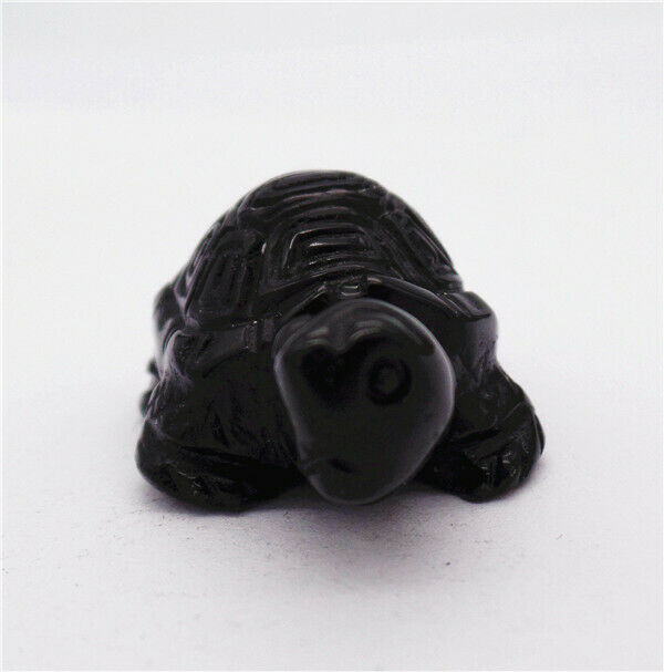 35x25x17mm Black Obsidian Carved Tortoise Decoration Statue Home Decor HH7909