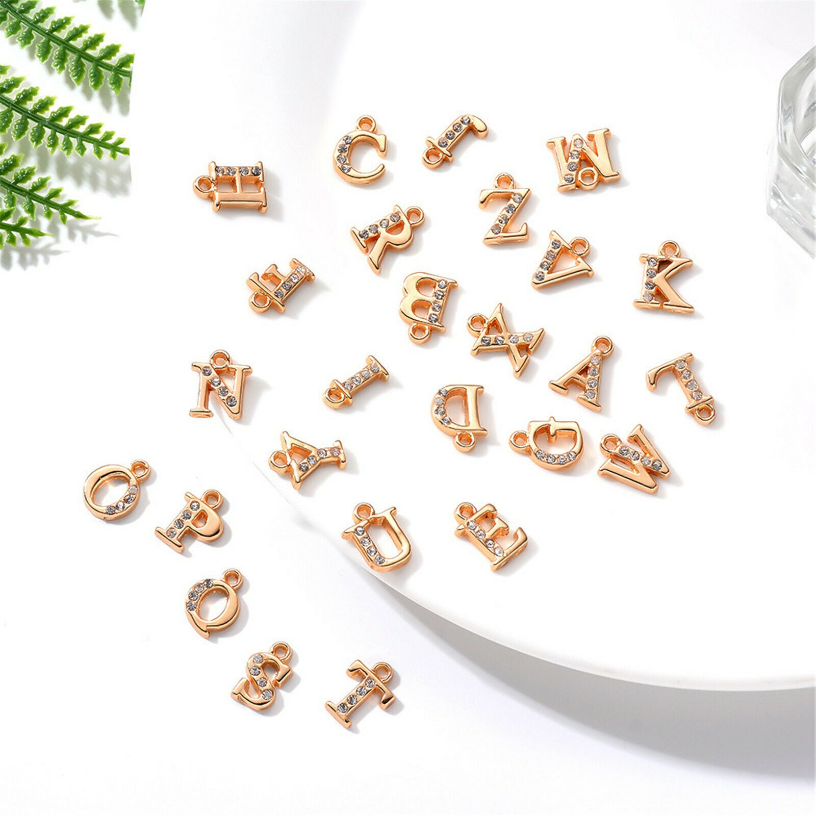 Jewelry DIY Pendant Alloy 26 Alphabet A-Z Letters Set Rhinestone Charms Crafts