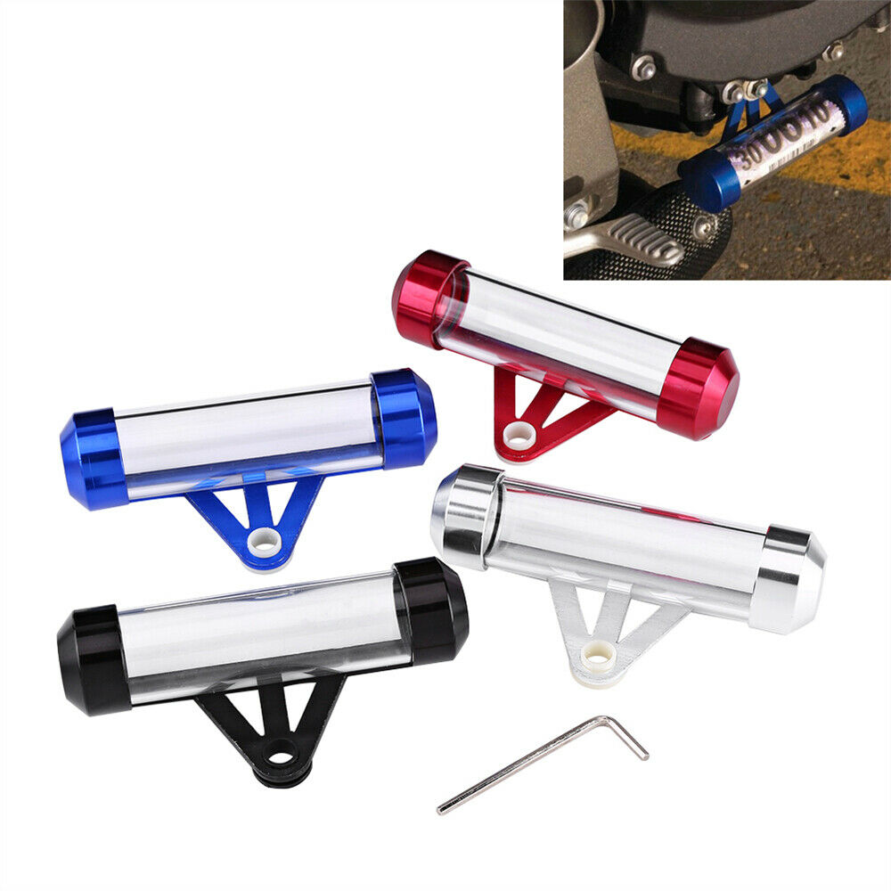 Universal Motorcycle Secure Tax Disc Tube Cylindrical Holder Frame Waterproof