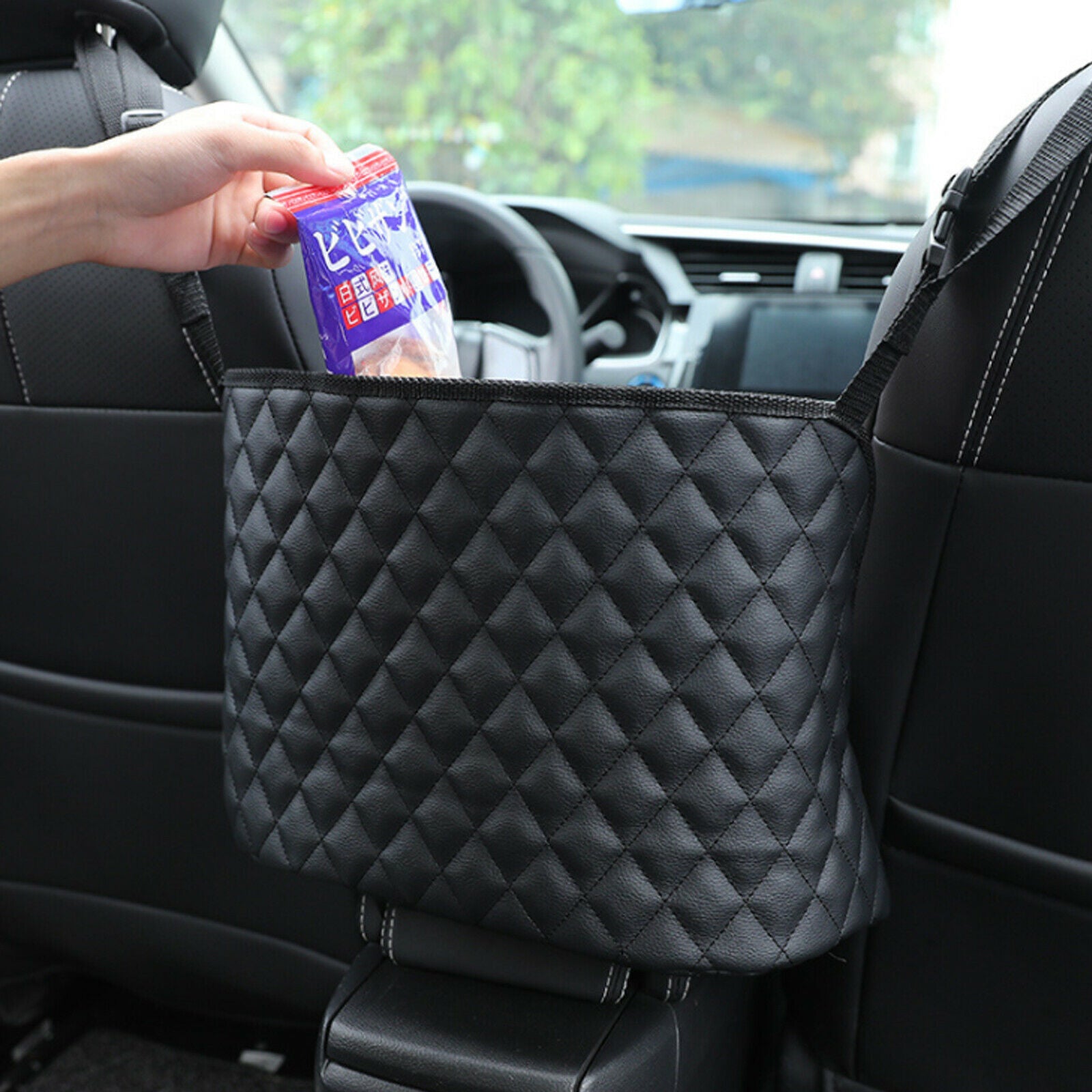 Car Storage Net Pocket Organizer Accessories PU Leather Bag Large Handbag Holder