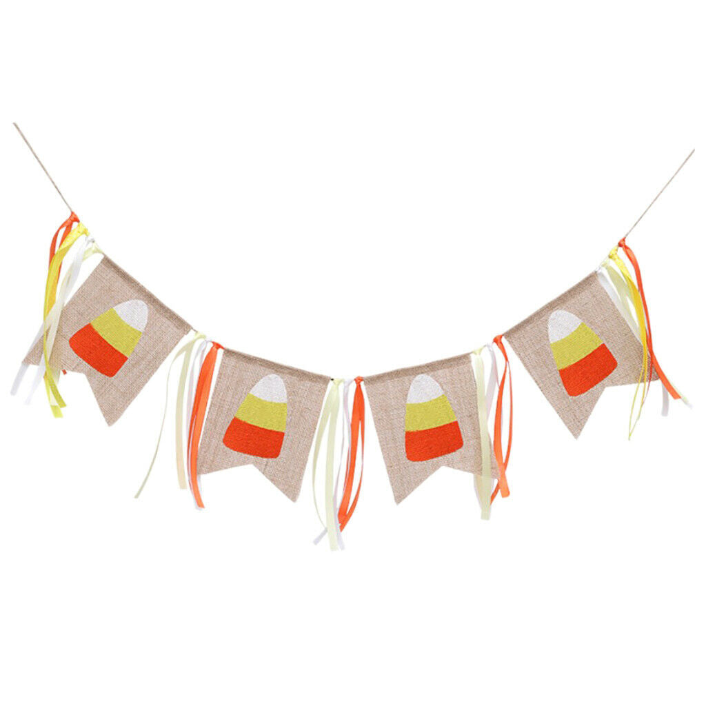 Candy Corn Ribbon Banner Thankgiving Day Halloween Fall Autumn Harvest Decor
