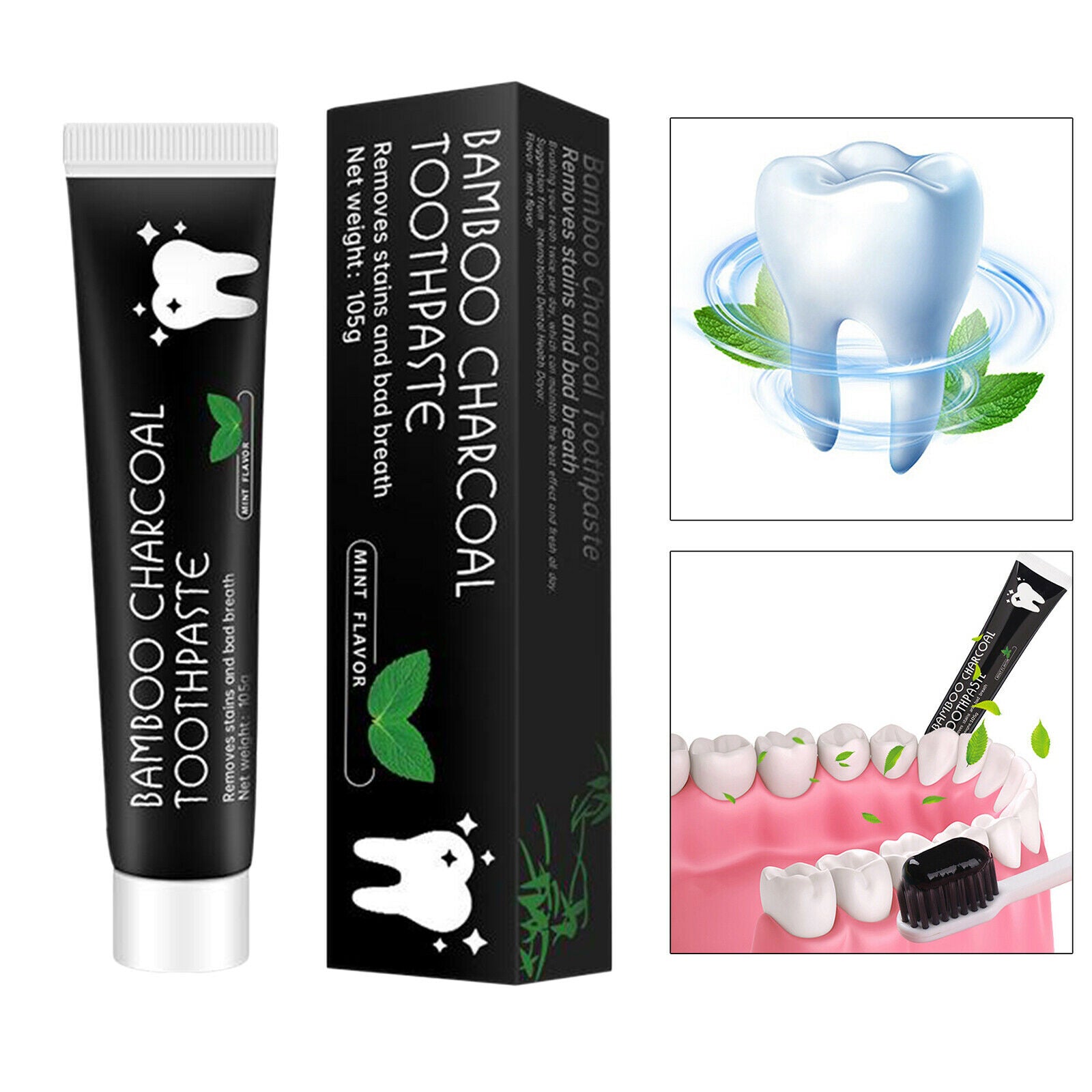 5 pieces black activated charcoal teeth whitening toothpaste stain remover