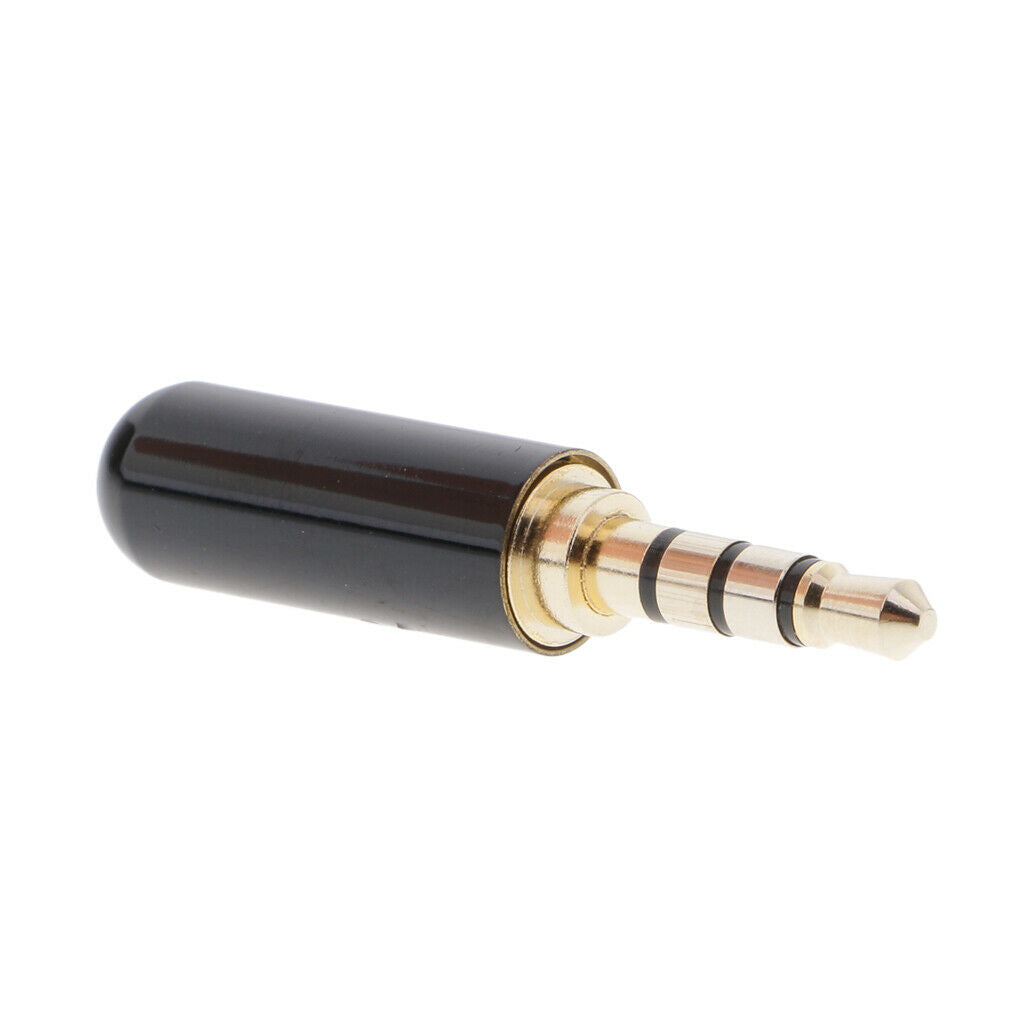 4Pcs 4-Pole 3.5mm 1/8" Male Headphone Jack Plug Metal Audio Connectors