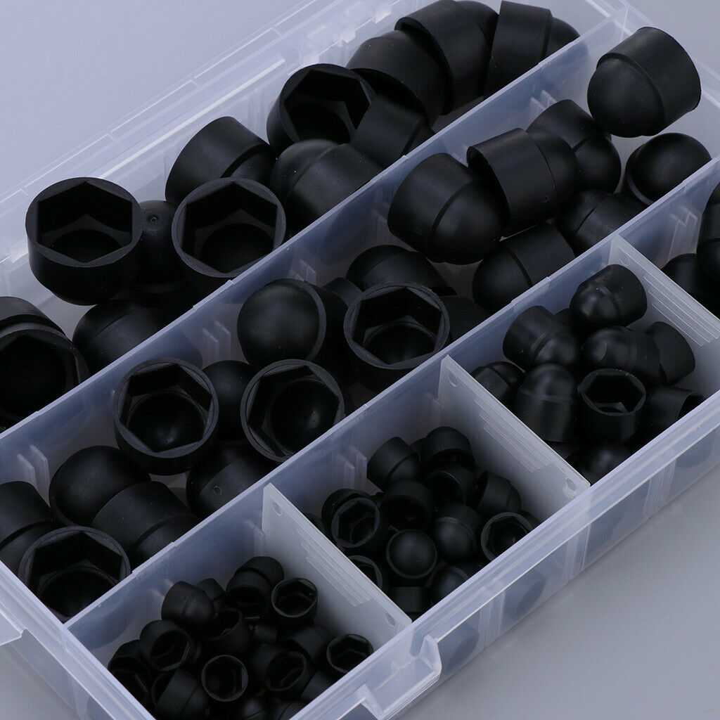 145Pcs Plastic Bolt Nut Caps Protection Covers Black for M4 M5 M6 M8 M10 M12
