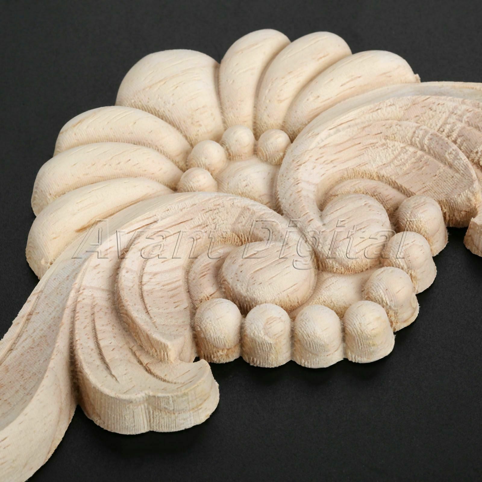 22*9cm Classic Horizontal Applique Unpainted Wooden Carved DIY European Style