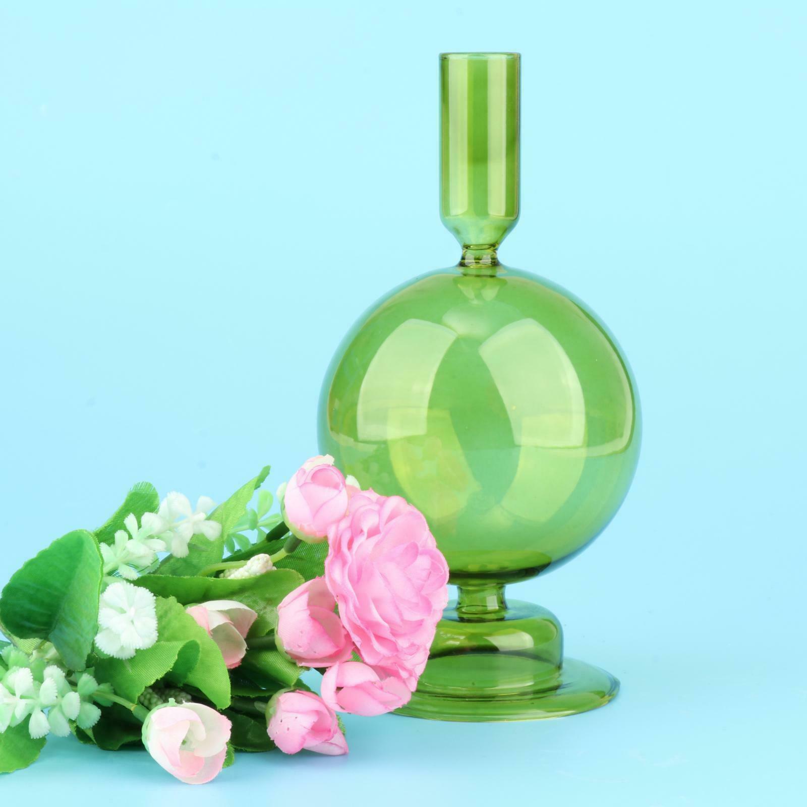 Green Glass Candle Stand for Wedding Holiday Housewarming Party Centerpiece