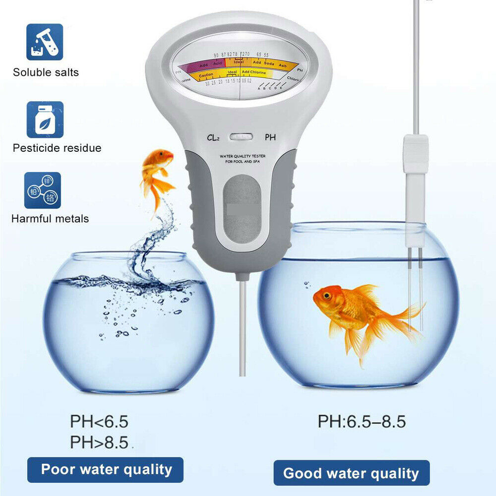 Portable 2in 1 Water Quality PH CL2 Chlorine Tester Level Meters For Swimming