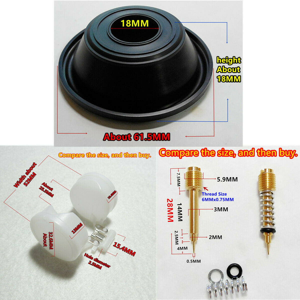 1 Set Carburetor Repair Kit Vacuum Diaphragm For Kawasaki ZZR-250/EX250H GPX250