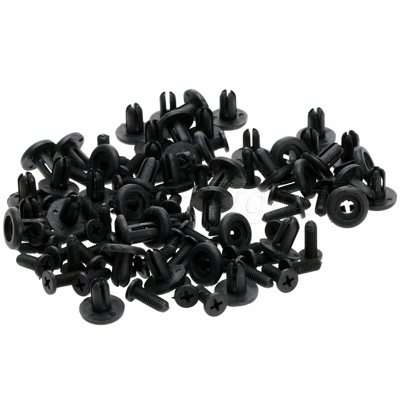 50 Black Plastic Rivets Fastener Fender Bumper Push Pin Clips for Xiali Geely