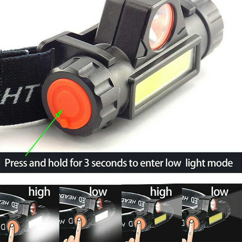 Waterproof USB Rechargeable LED Headlamp Lamp Torch Flashlight light Headlight
