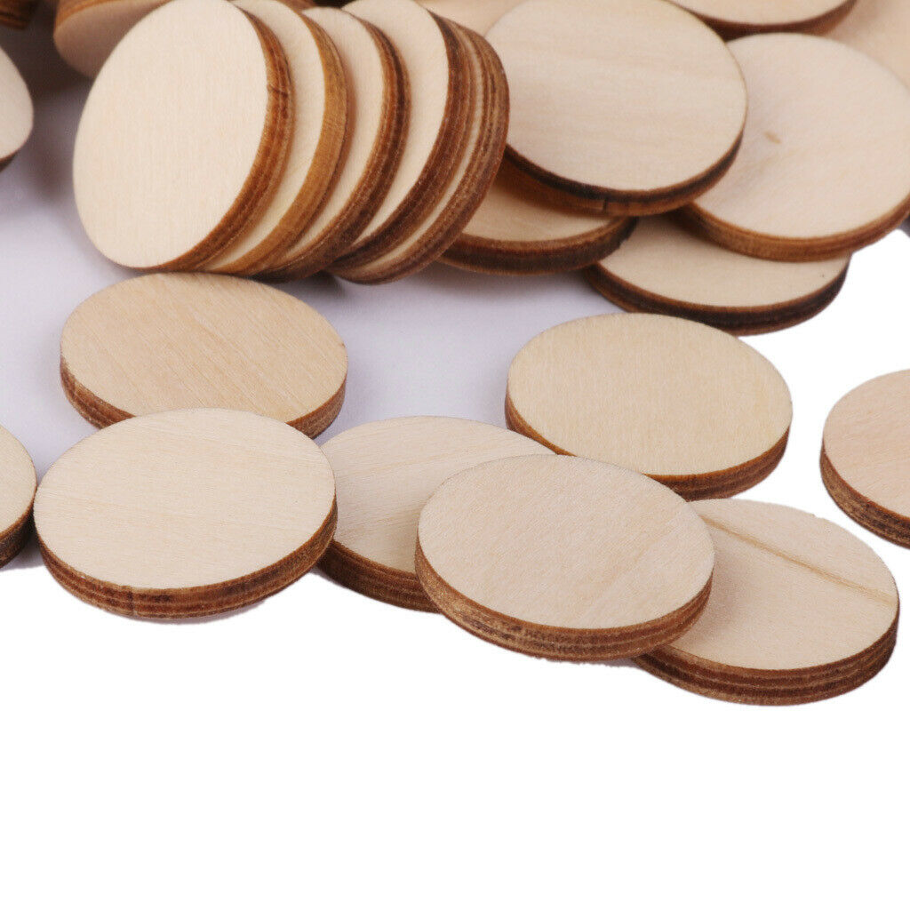 100x Unfinished Round Shape Natural Wooden Slices Discs Art Craft Supplies 20mm