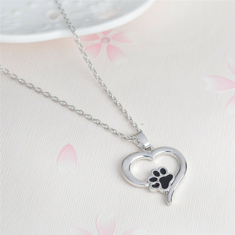 Hollow Pet Paw Print Necklace Cute Animal Dog Cat  Pendant Necklace Jewel.l8