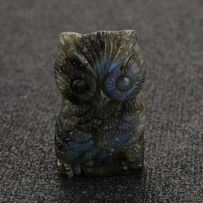 Natural Labradorite Stone Quartz Crystal Hand Carved Owl Labradorite StoneB Tt