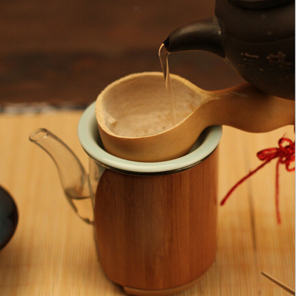 Tea Filter Loose Tea Leaf Strainer Bamboo Herbal Spice Filter  Single Gourd