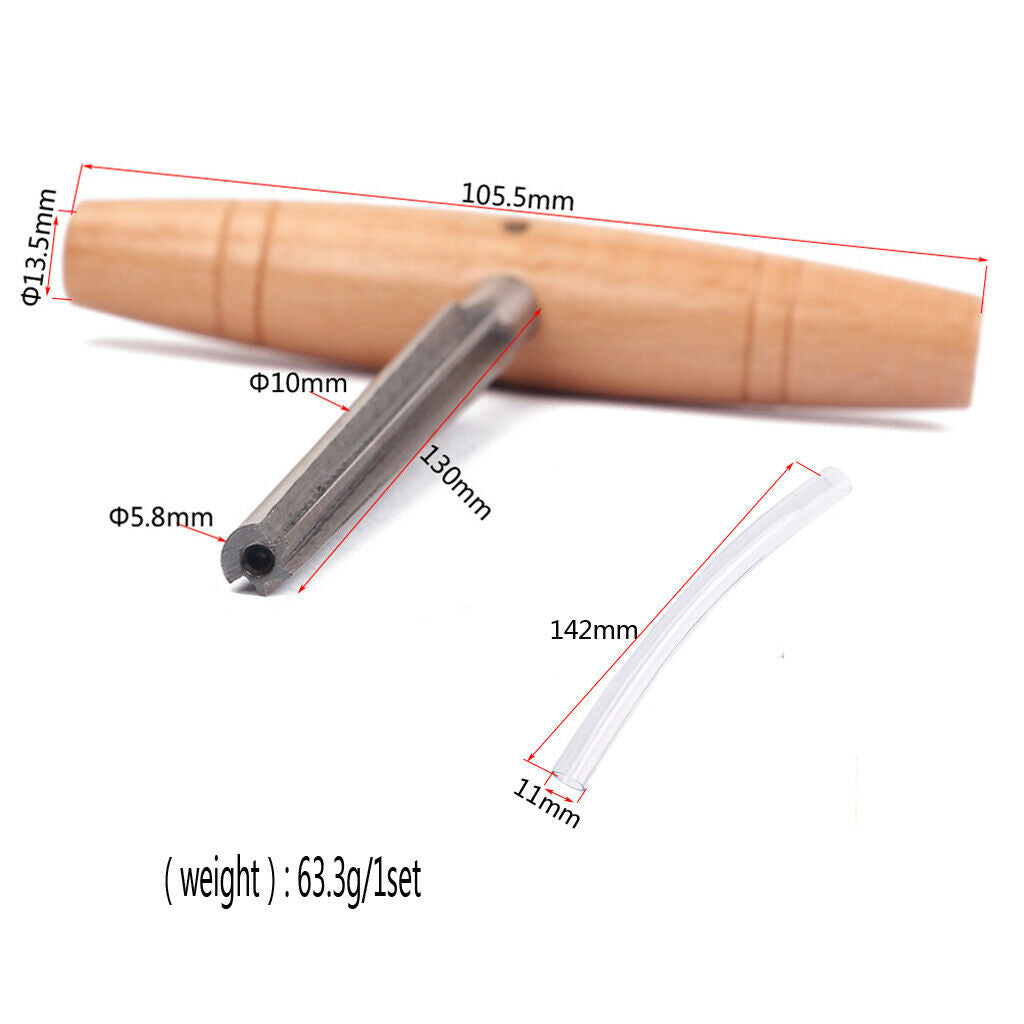 130x105x8mm Stainless Steel Guitar Bridge Pinhole Repair Reamer Wooden Handle