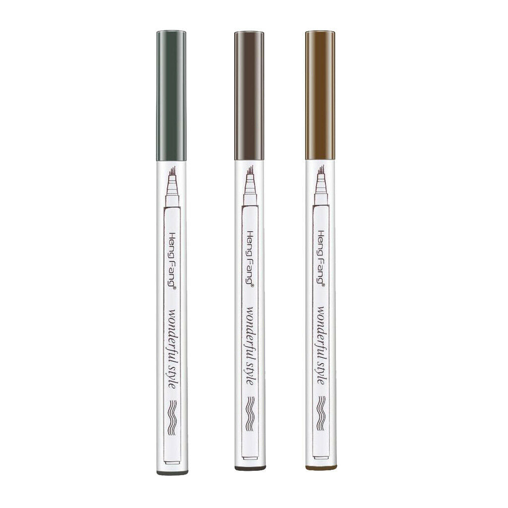 3 Count Tattoo Eyebrow Pencil with Waterproof Four-teeth Fork Shaped Tip, Long