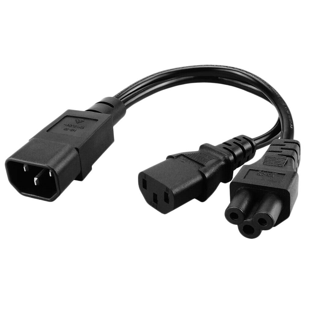 2pcs IEC C14 to C13+C5 Male to Female Splitter Extension Cable Adapter Lead