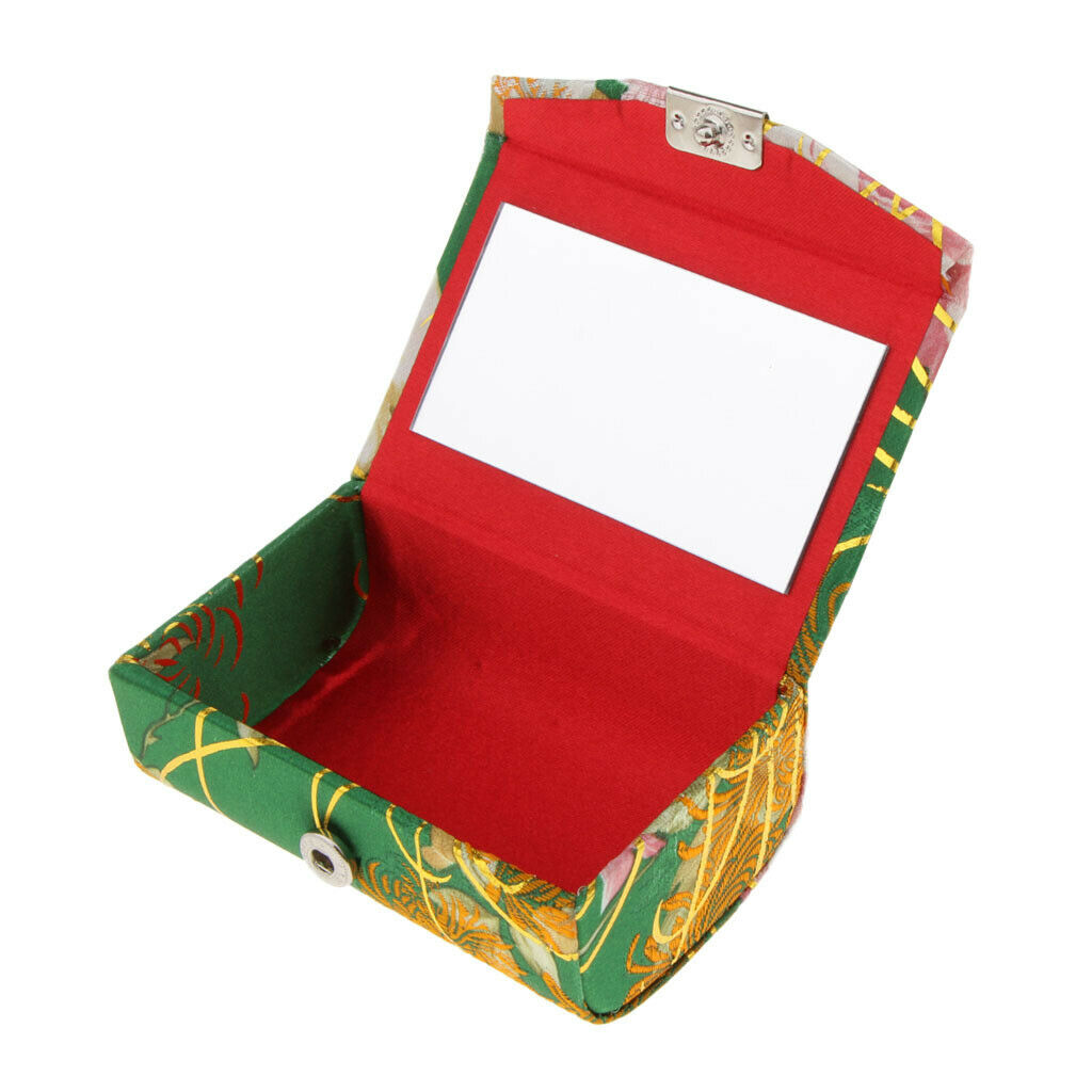 Brocade Lipstick Lip Gloss Case Carry Storage Box Lip Balm Holder w/ Mirror #W