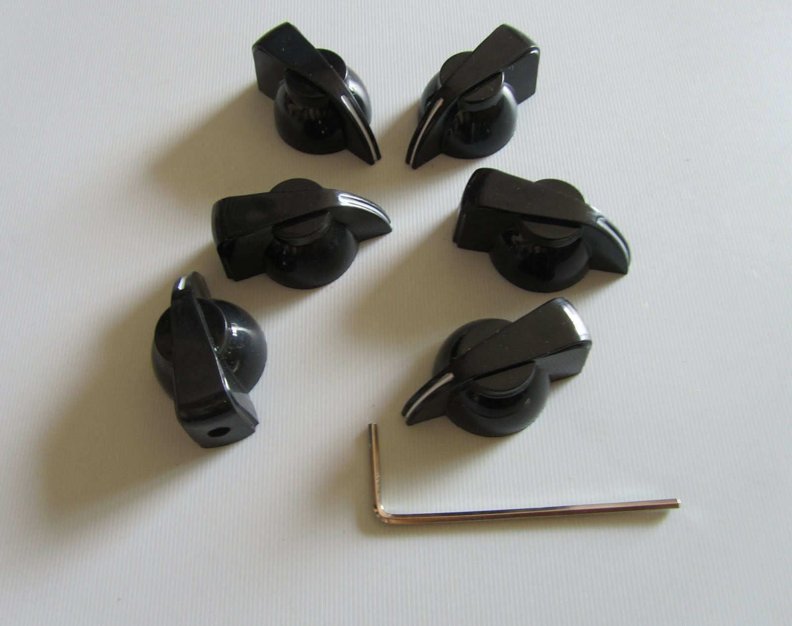 6x Black Chicken Head Knob 1/4" Guitar Amp Effect Pedal Knobs w/ Set Screw