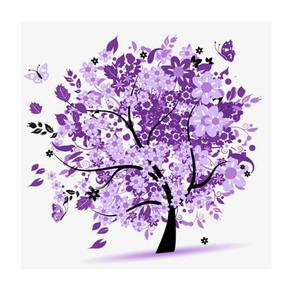 DIY 5D Flower Tree Diamond Painting Embroidery Cross Stitch Kits Purple