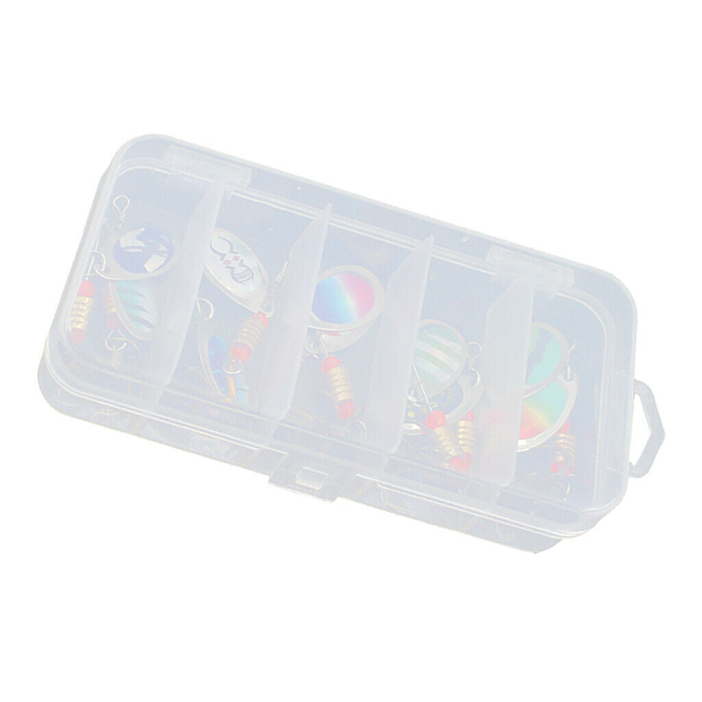 10x Metal Multicolor Sequins Baits Spinnerbait &Organizer Box Saltwater