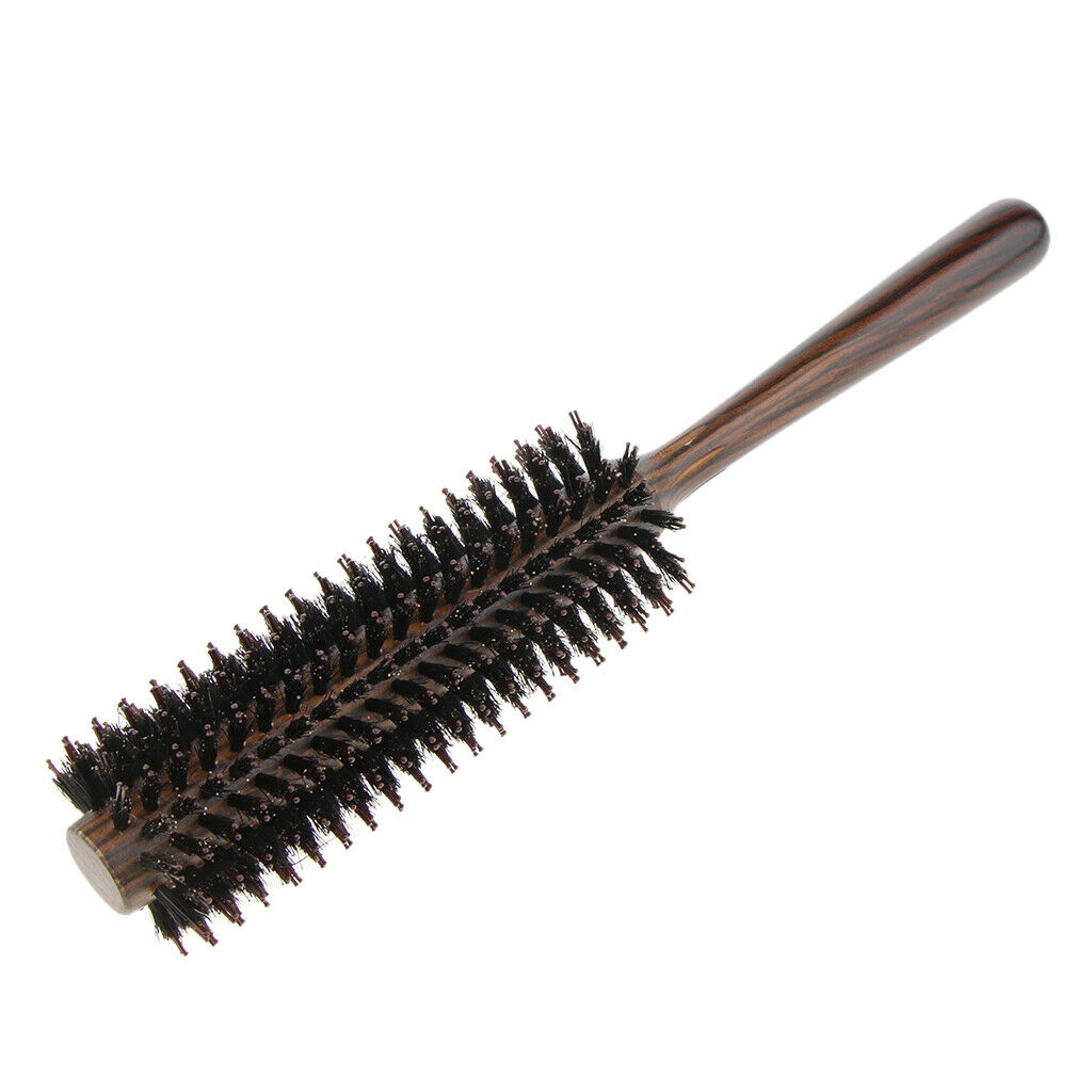 Wooden Round Hair Brush Wavy Curling Styling Detangler Roll Hairbrush Comb M