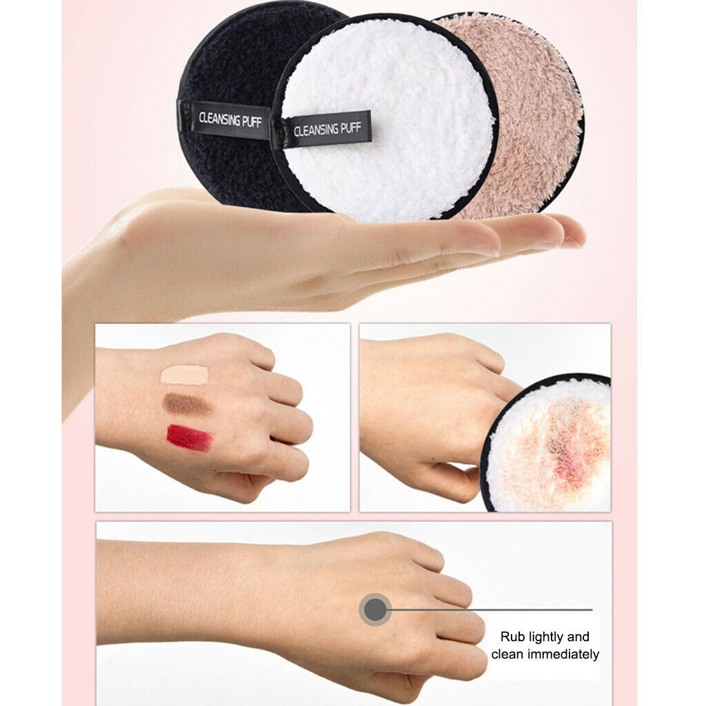 Reusable Round Microfiber Cloth Pads Sponge Makeup Remover Puff Towel Face