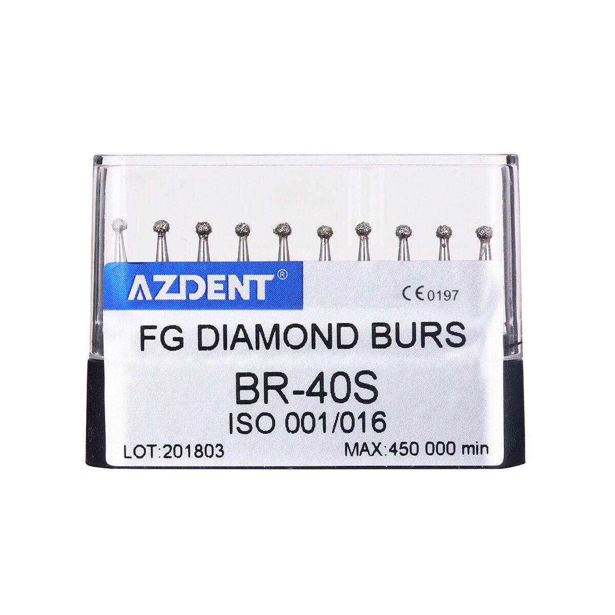 50 Kits AZDENT Dental Diamond Burs BR-40S Ball Shape for High Speed Handpiece