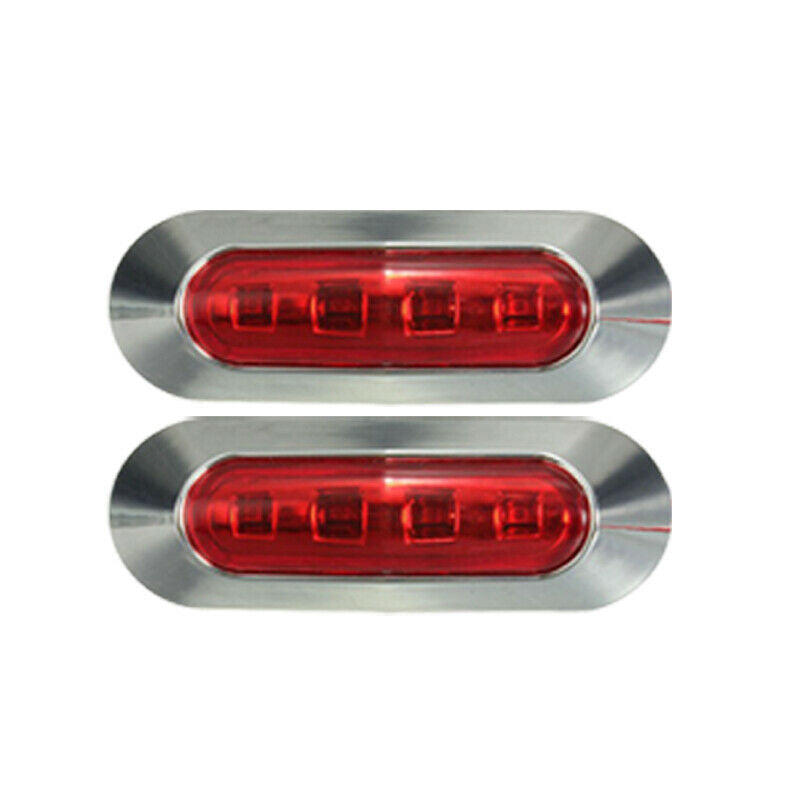 2pcs 3.5" Red Side Marker Clearance Light 4LED w/Chrome Bezel for Freightliner