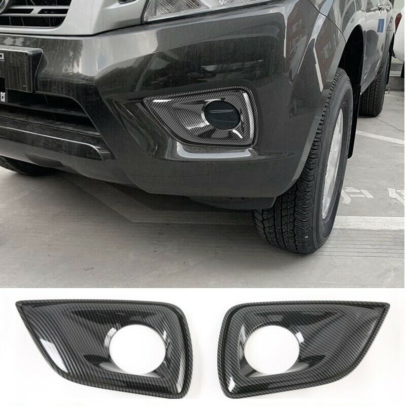 for  Navara NP300 2016-2021 Carbon Fibre Car Front Fog Light Lamp DecorativeJ2S2