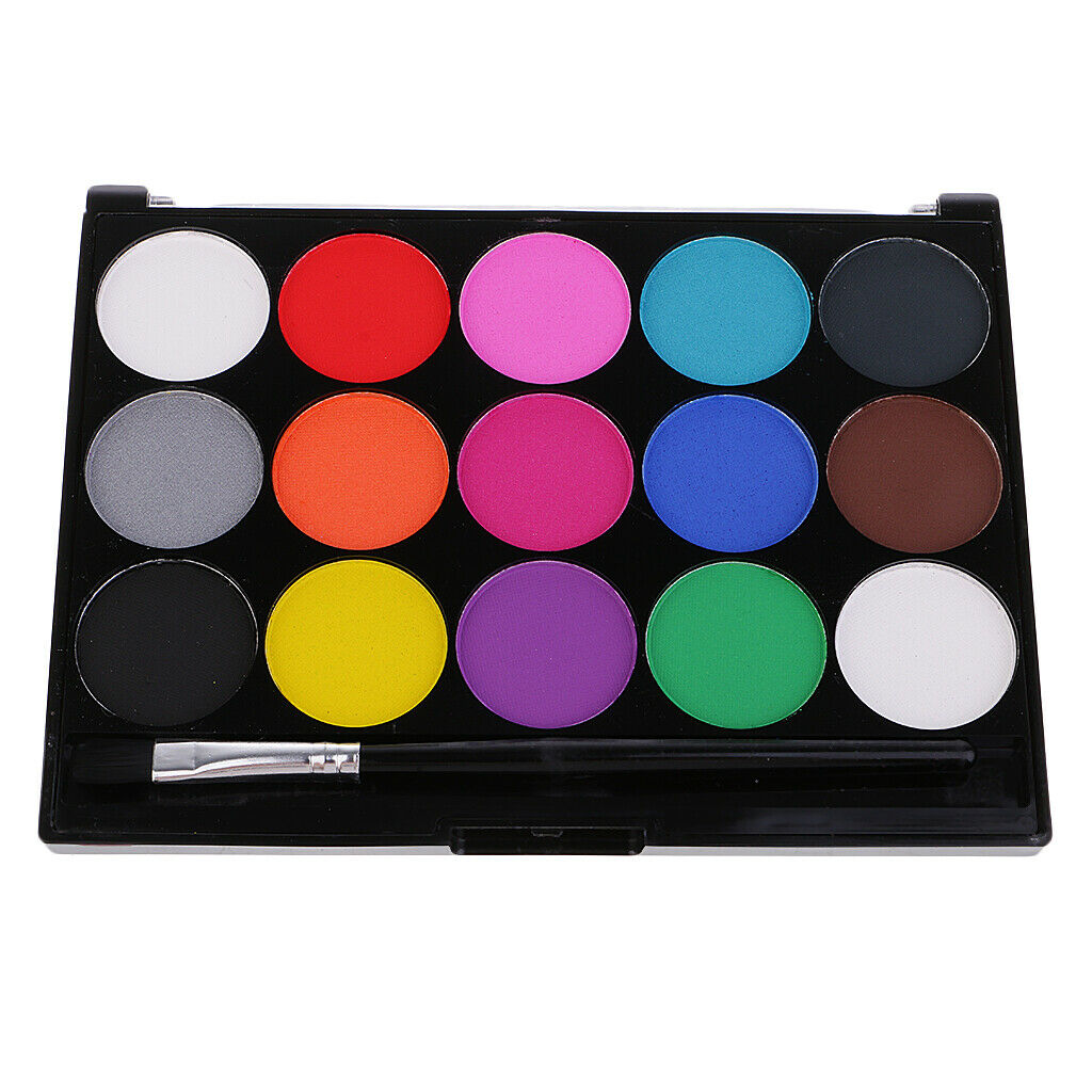 15 Colors Face Paint Palette Makeup Brushes Set For Kids Face Painting Kit, Face