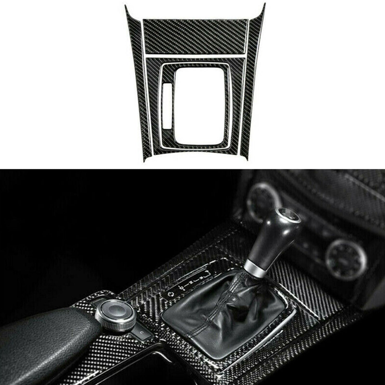 1 Set Carbon Fiber Gear Shift Panel Cover Trim For Mercedes Benz W204 2007-2013