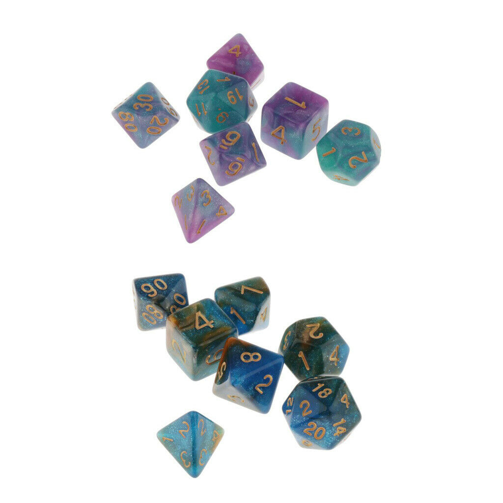 14 Pack Multi-sided Dice Set for DND MTG Table Games D4 D6 D8 D10 D12 D20