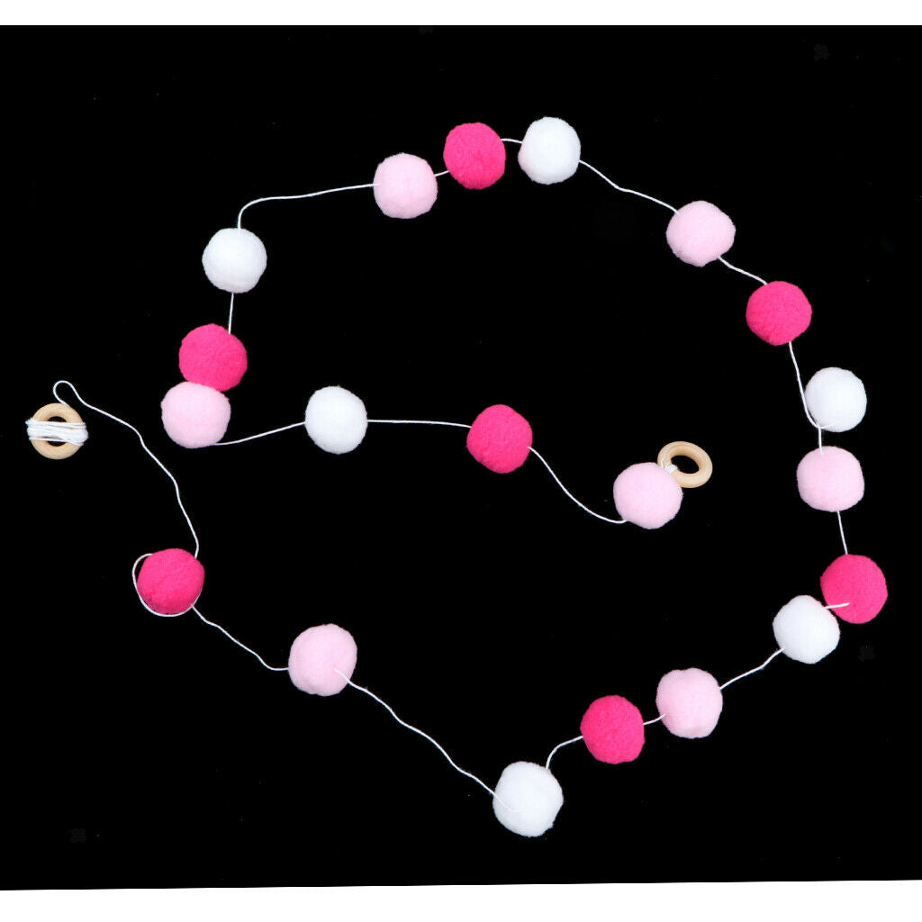 Nordic Style Pompoms Balls Garland Tent Home Hanging Decor Rosy Pink