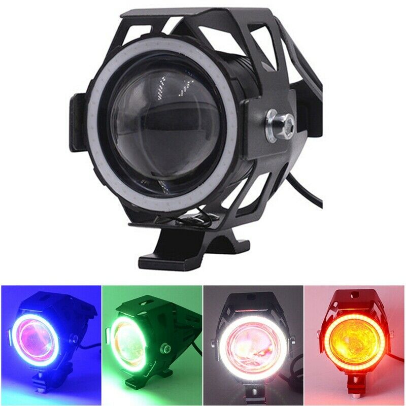 2 LED Motorcycle Angel Eyes Headlight DRL Spotlights Auxiliary Bright LED BicyR7
