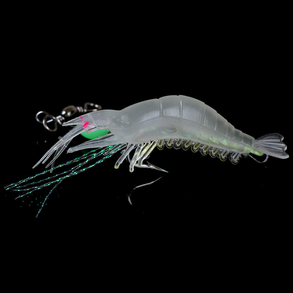5pcs Soft shrimp bait luminous silicone prawn fishing lures hook bait 5 c.l8