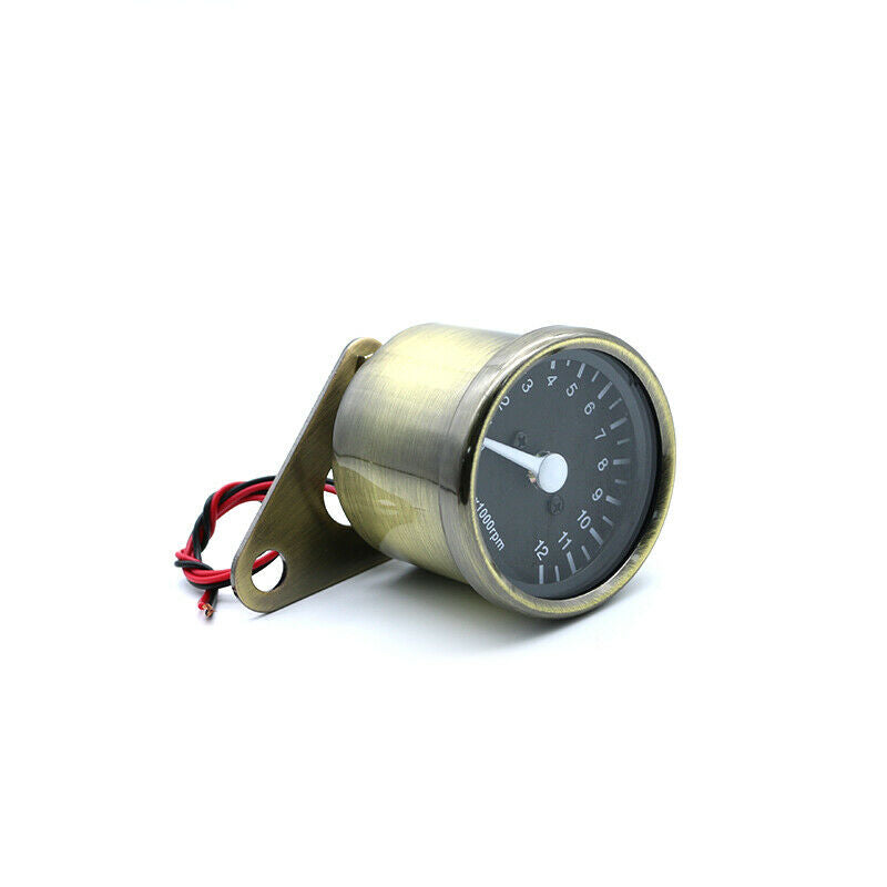 Motorcycle Bronze Mechanical Tachometer Tacho Gauge Universal Cruiser Cafe Racer