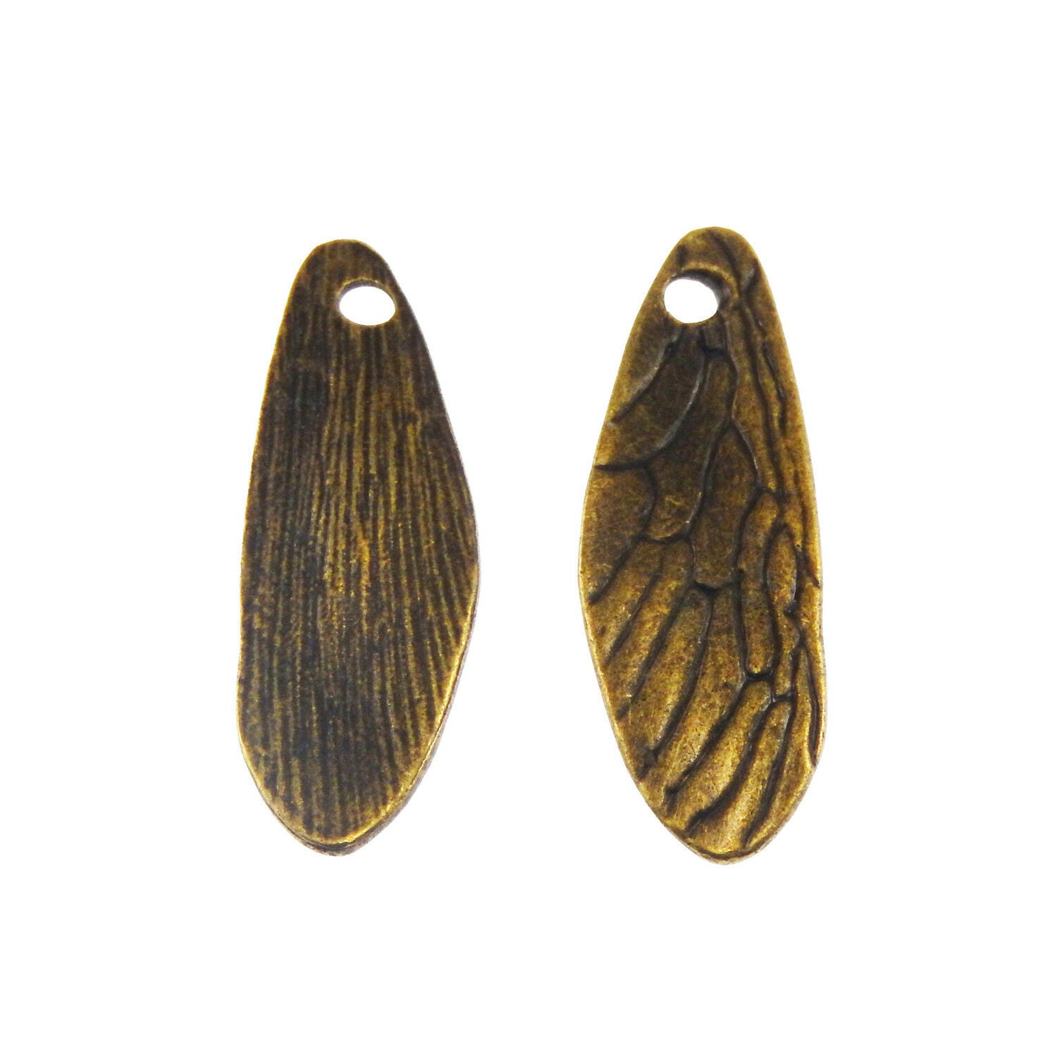 5pcs Retro Bronze Insect Wing Charm Bracelet Alloy Pendant Jewelry Craft 41x14mm