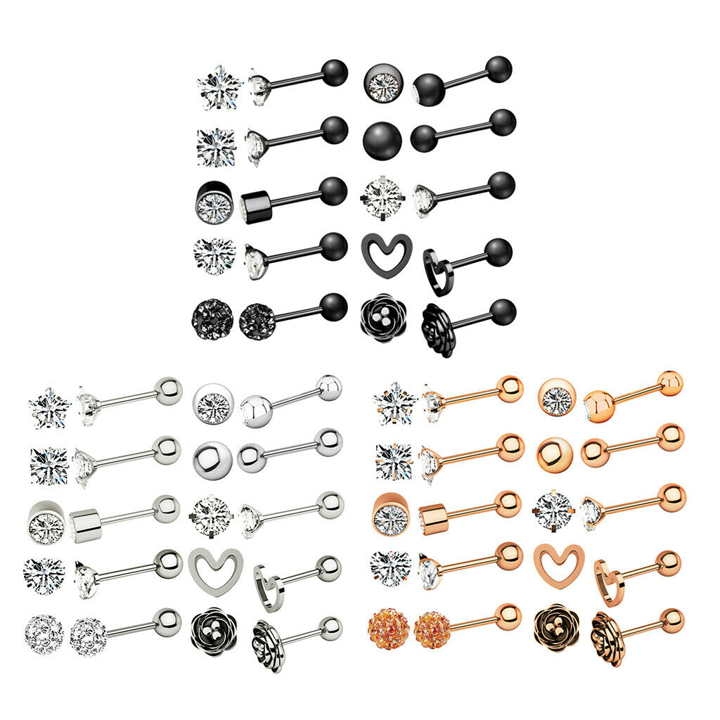 Fashion Men Women Ear Stud Heart Diamond Earring Lady Banquet Jewelry Gift