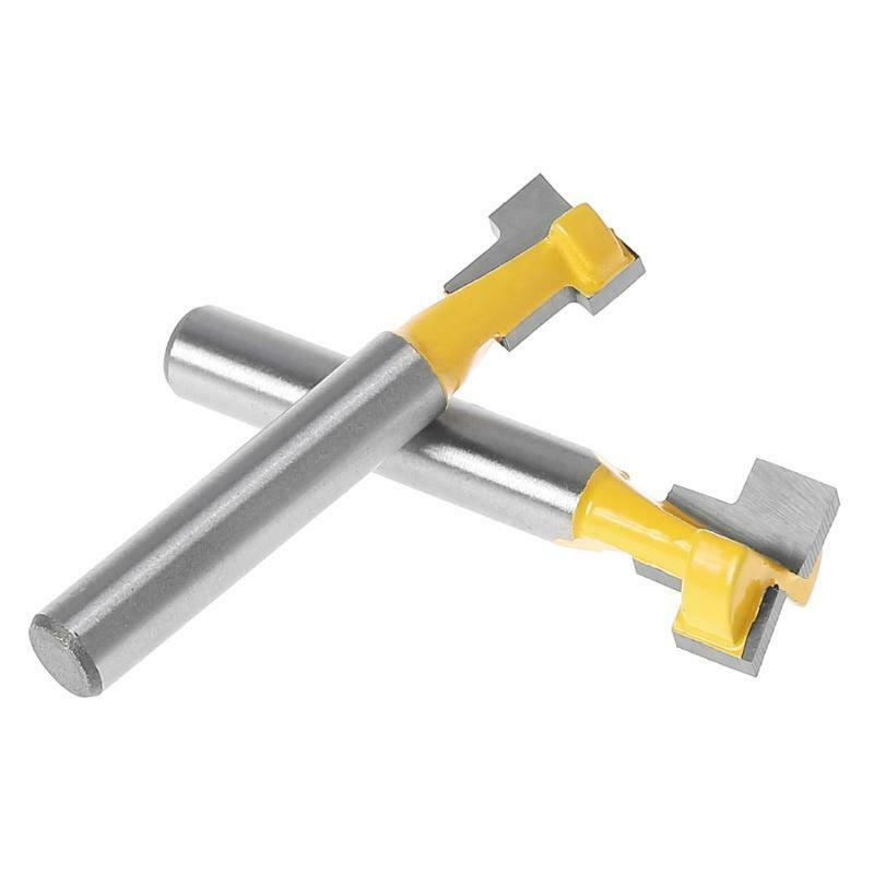 2 Pcs 1/4'' Shank Yellow T-Slot Cutter Router Bit Set for 3/8'' & 1/2'' Hex Bolt