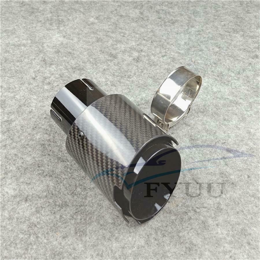 Titanium Black Carbon fiber Exhaust Muffler Tail Pipes Fit For Bmw Benz Glossy