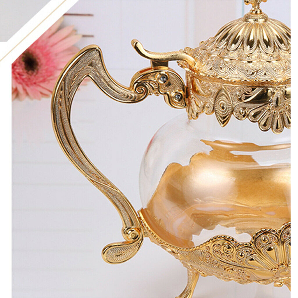 Glass Teapot Metal Juice Pot Glassware Wedding Gifts for Wife Mum Golden