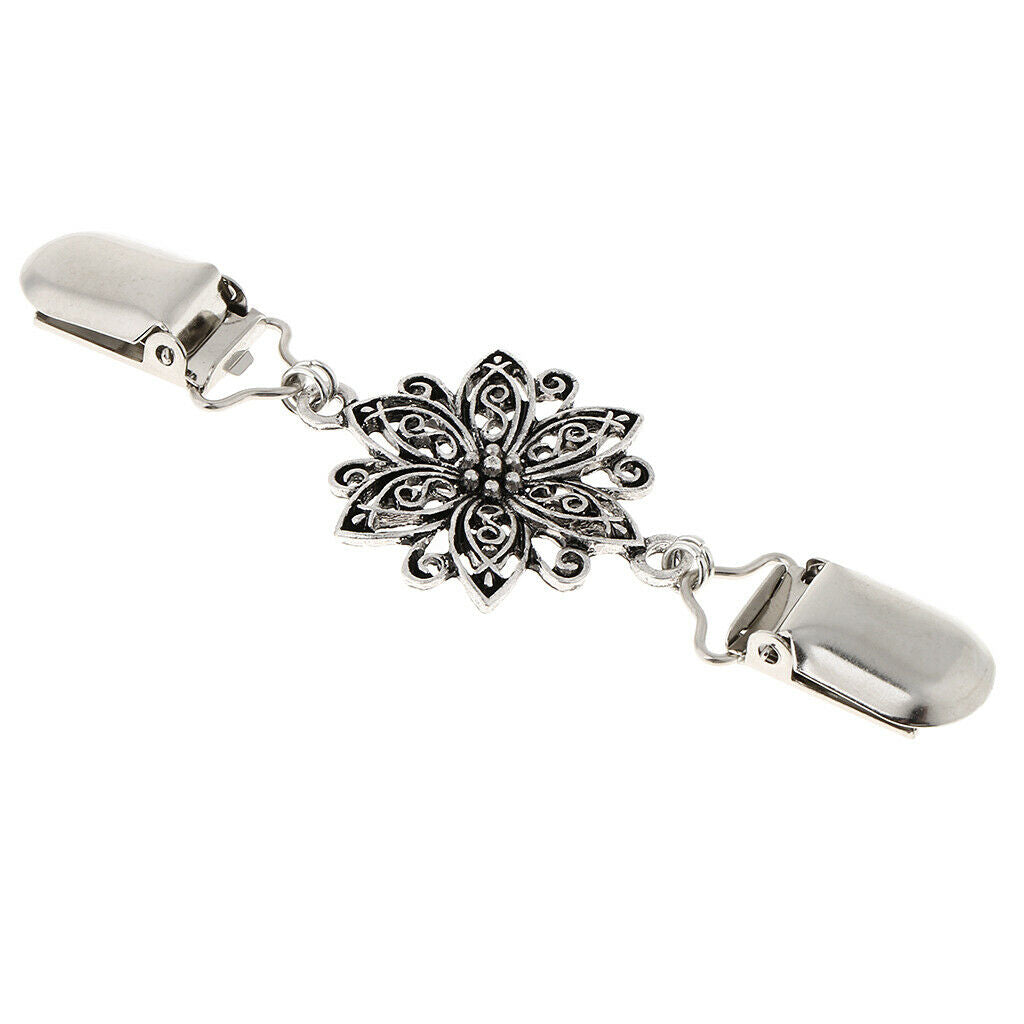 Lady Duck-mouth Plated Metal Flower Collar Clip Shawl Cardigan Collar Holder