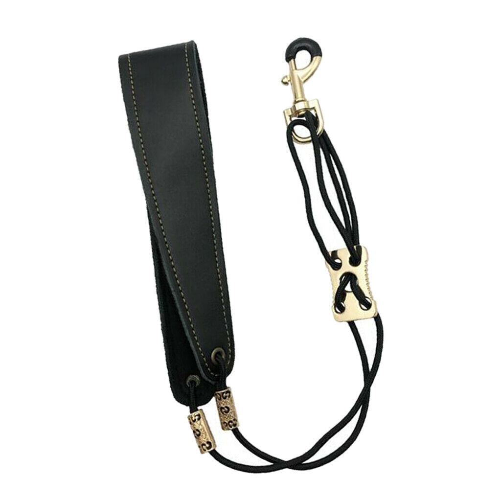 Sax Shoulder Neck Belt Cowhide Adjustable Black Kids Music Supplies 46-61cm
